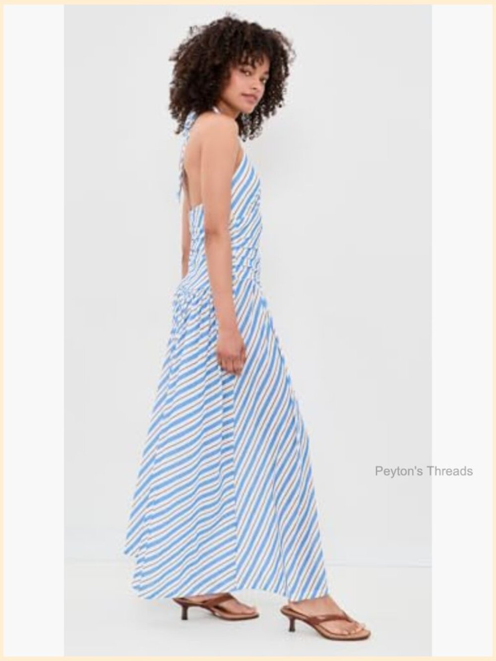 Women's Sancia Halter Midi Dress with Ruched Details in Stripe - Picture 4 of 6